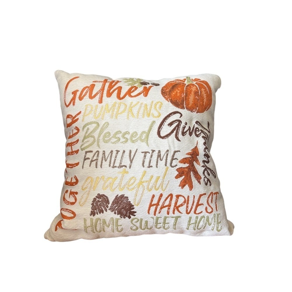 Celebrate Together Fall Autumn Gather Decorative Throw Pillow Accent 18" NEW